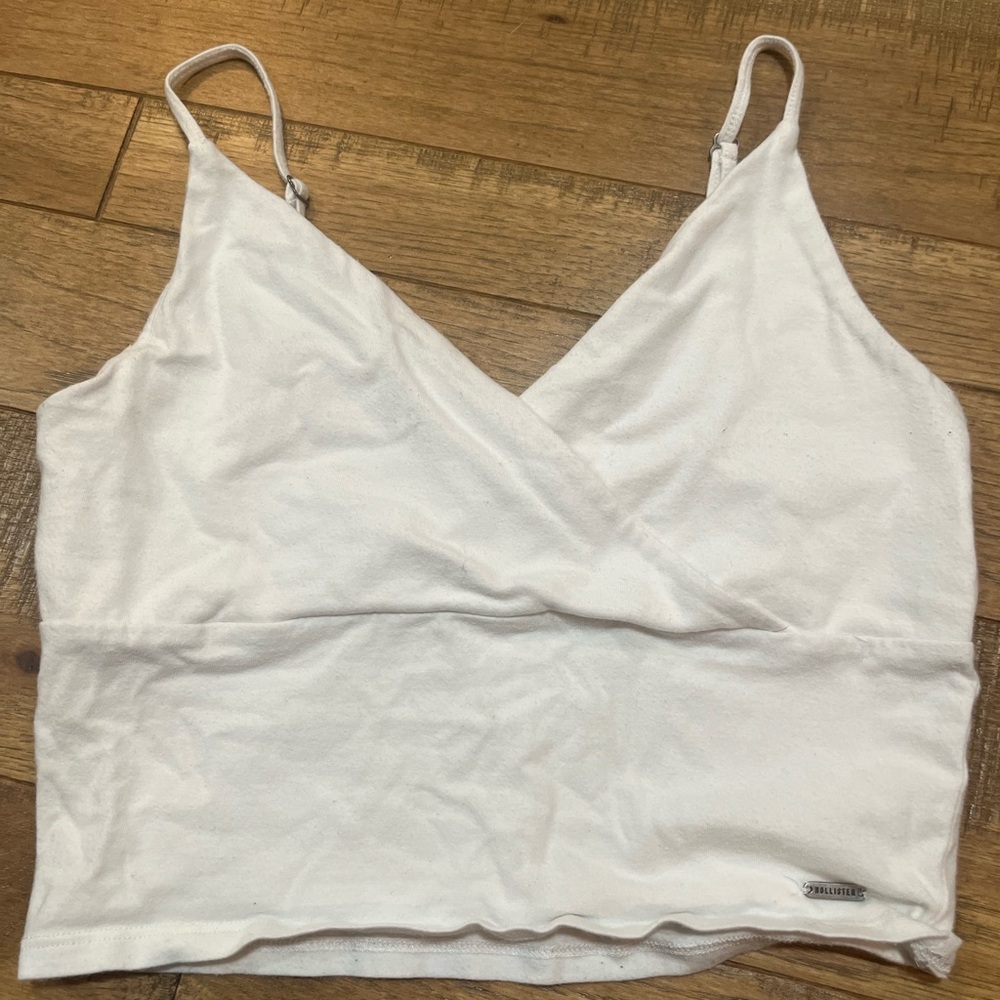 Hollister White Cropped Tank Top